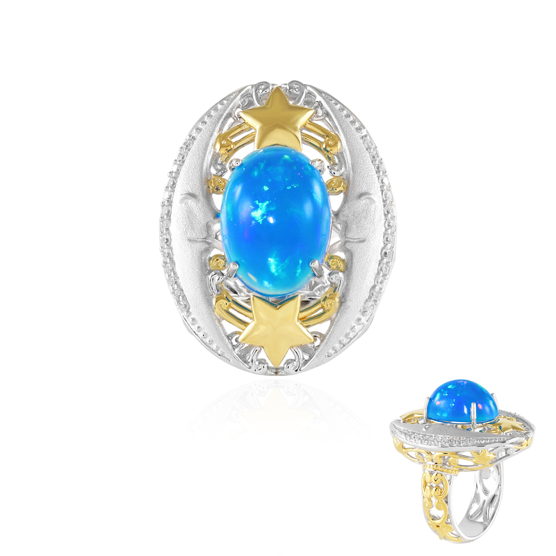 Äthiopischer Blauer Opal-Silberring (Gems en Vogue) Unkategorisiert online kaufen