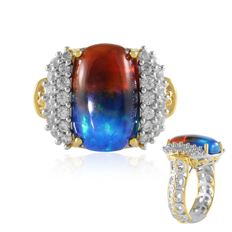 Äthiopischer Mehrfarbiger Opal-Silberring (Gems en Vogue) Unkategorisiert online kaufen