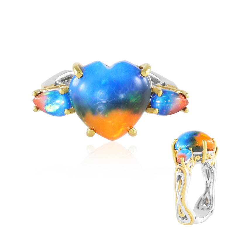 Äthiopischer Mehrfarbiger Opal-Silberring (Gems en Vogue) Unkategorisiert online kaufen