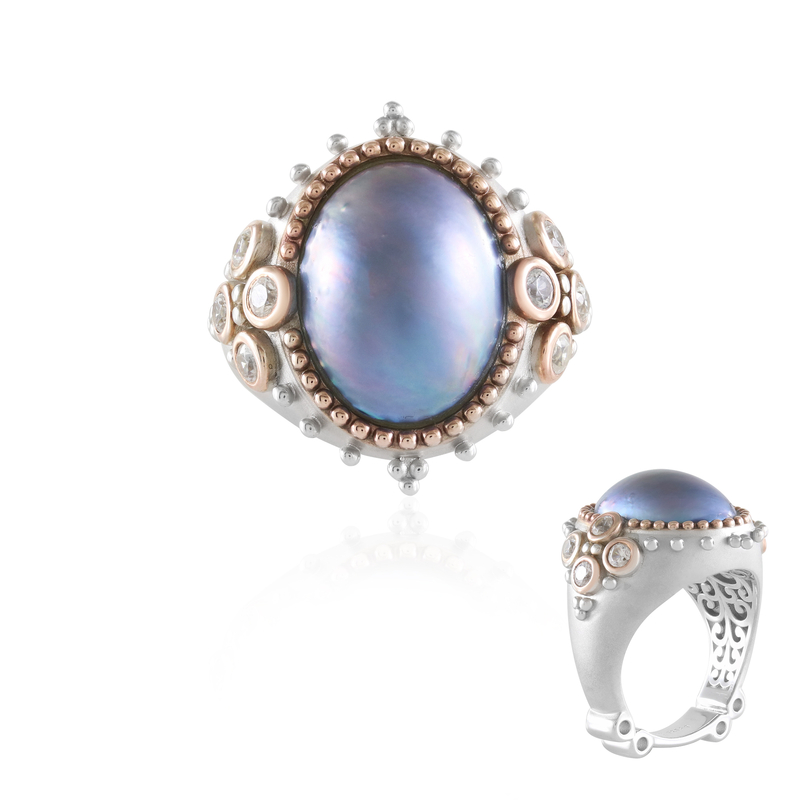 Blaue Mabe-Perlen-Silberring (Dallas Prince Designs) Unkategorisiert online kaufen