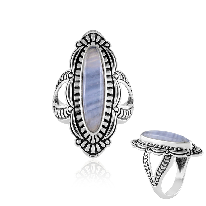 Blauer Band-Achat-Silberring (Desert Chic) Unkategorisiert online kaufen