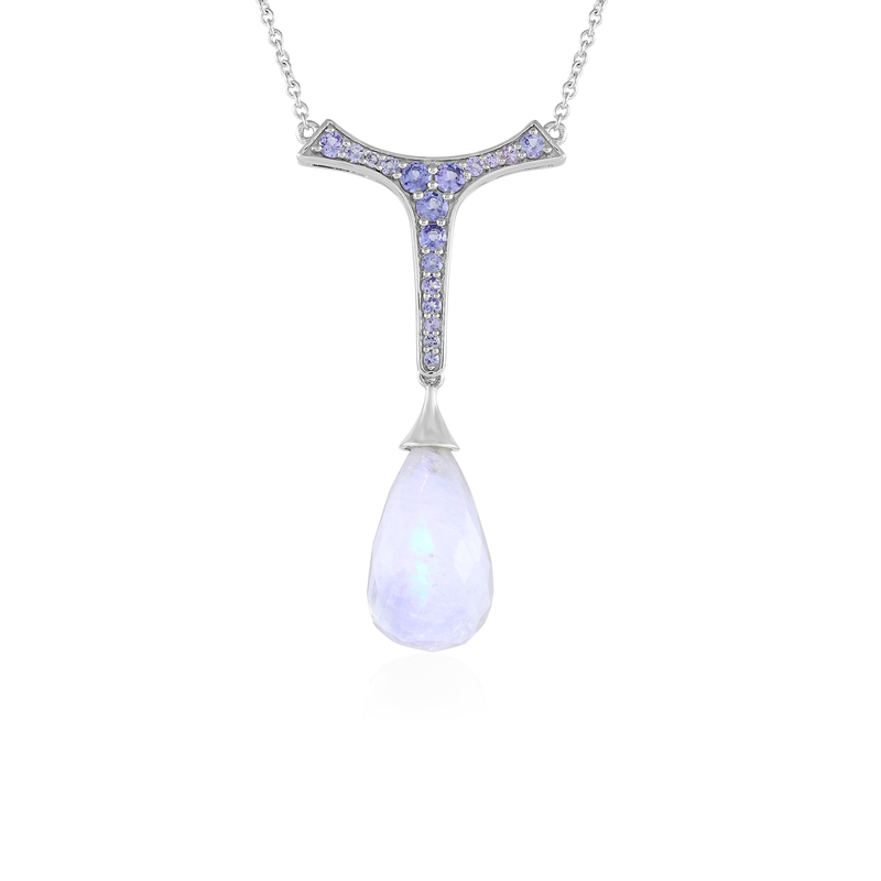 Blauer Mondstein-Silbercollier (KM by Juwelo) Unkategorisiert online kaufen