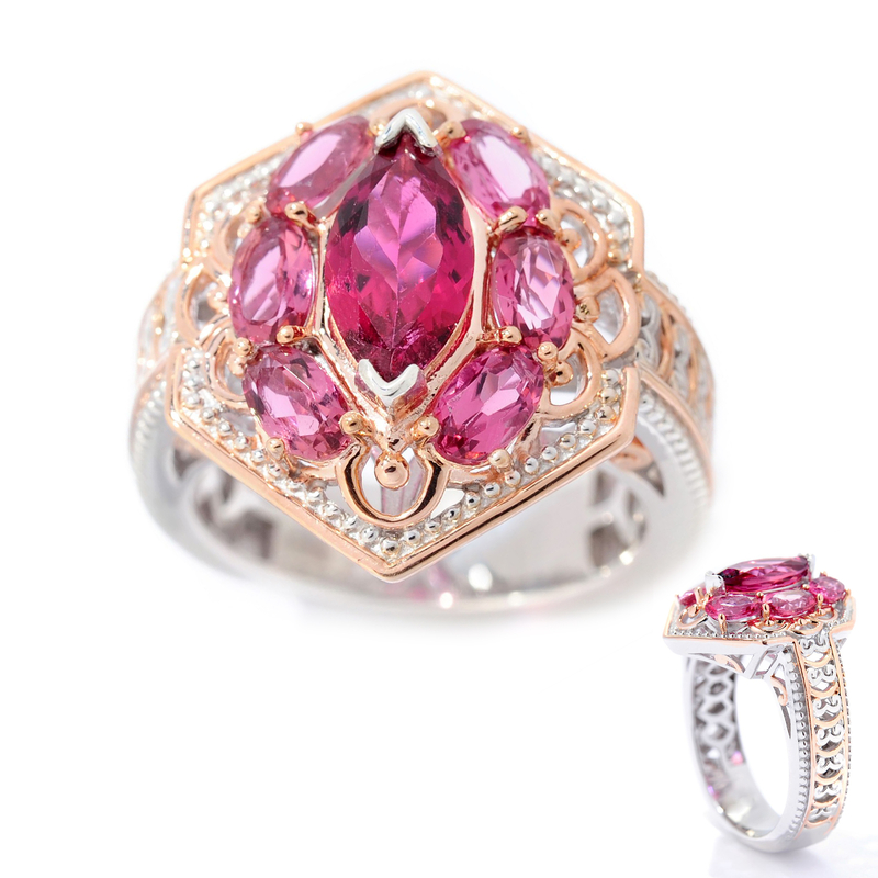 Brasilianischer Pinkfarbener Turmalin-Silberring (Gems en Vogue) Unkategorisiert online kaufen