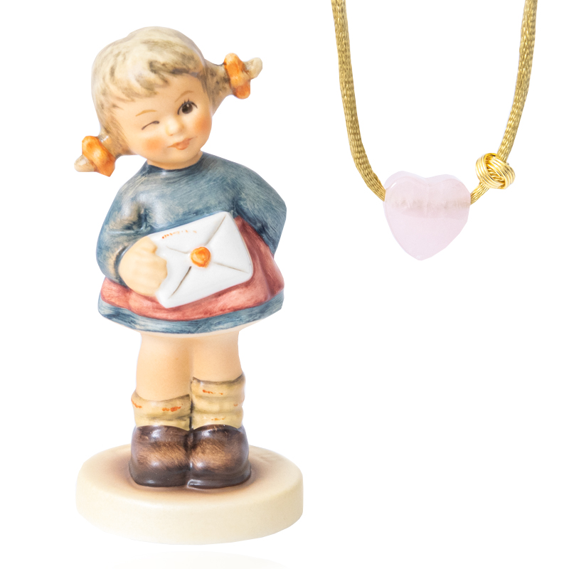 Hummelfigur mit Rosenquarz-Silberhalskette Unkategorisiert online kaufen
