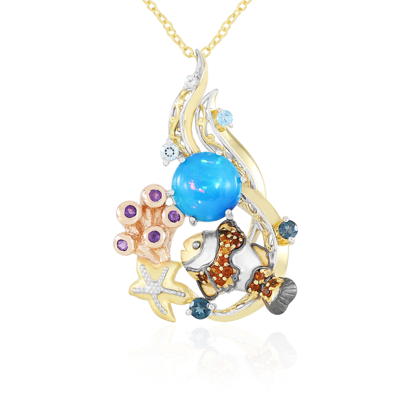 Paraiba-Opal-Silberhalskette (Gems en Vogue) Unkategorisiert online kaufen