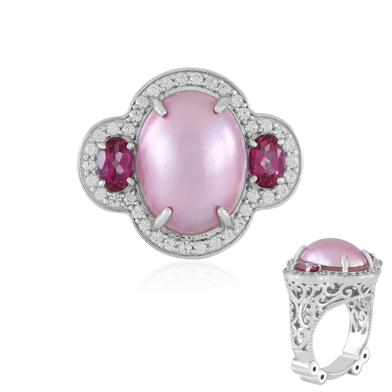 Pinkfarbene Mabe-Perlen-Silberring (Dallas Prince Designs) Unkategorisiert online kaufen