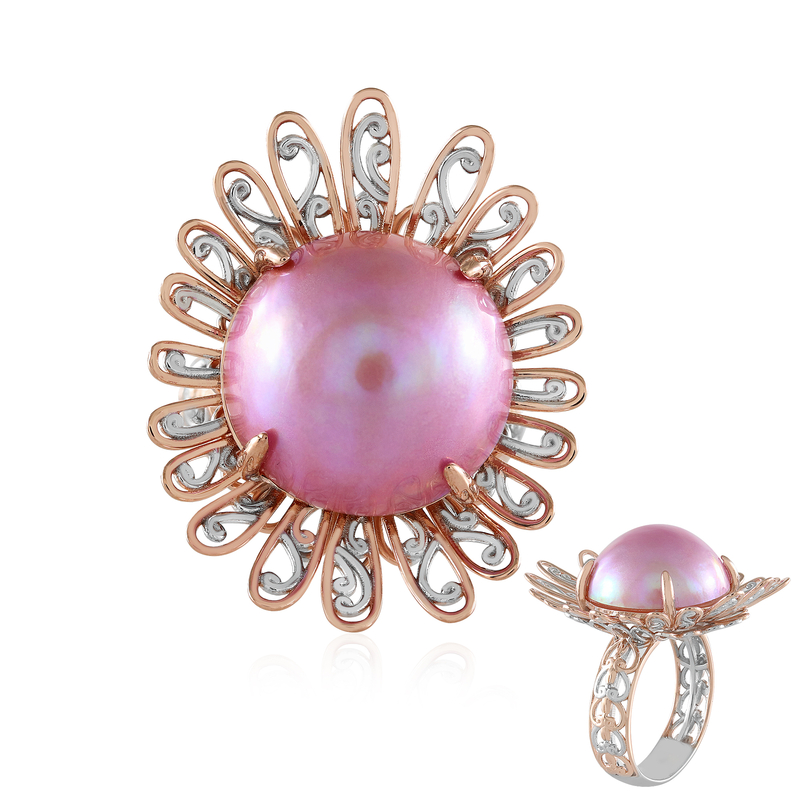 Pinkfarbene Mabe-Perlen-Silberring (Gems en Vogue) Unkategorisiert online kaufen
