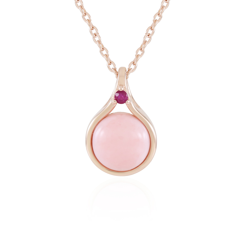 Pinkfarbener Opal-Silberhalskette (KM by Juwelo) Unkategorisiert online kaufen