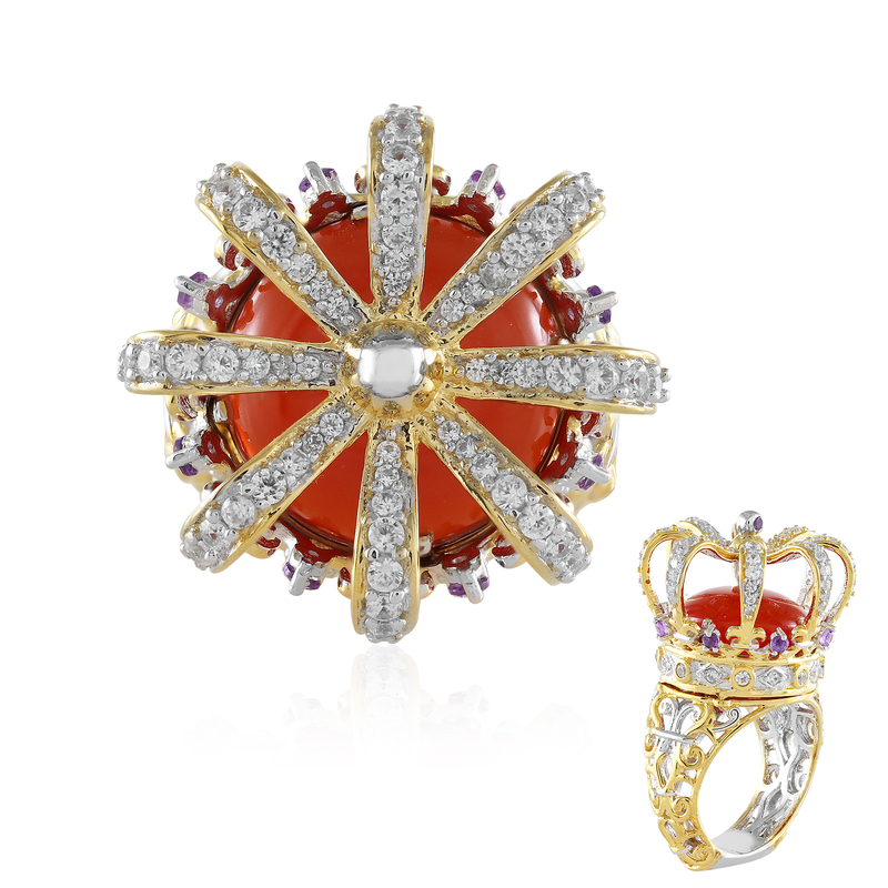 Roter Chalzedon-Silberring (Gems en Vogue) Unkategorisiert online kaufen