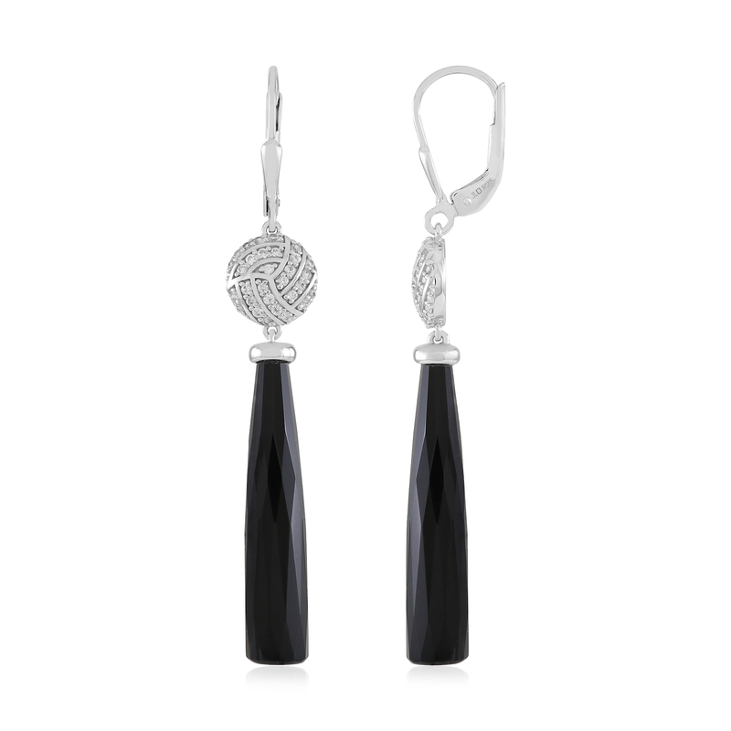Schwarzer Onyx-Silberohrringe (KM by Juwelo) Unkategorisiert online kaufen