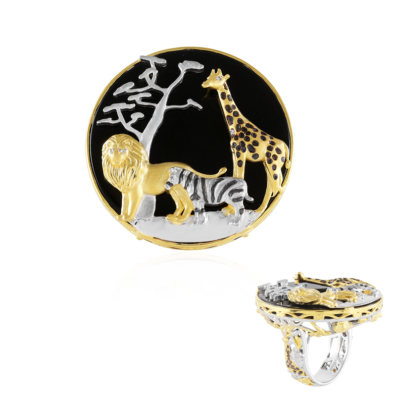 Schwarzer Onyx-Silberring (Gems en Vogue) Unkategorisiert online kaufen