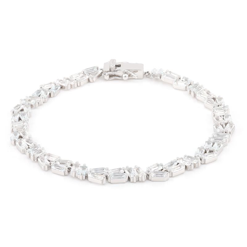 Weißer Topas-Silberarmband