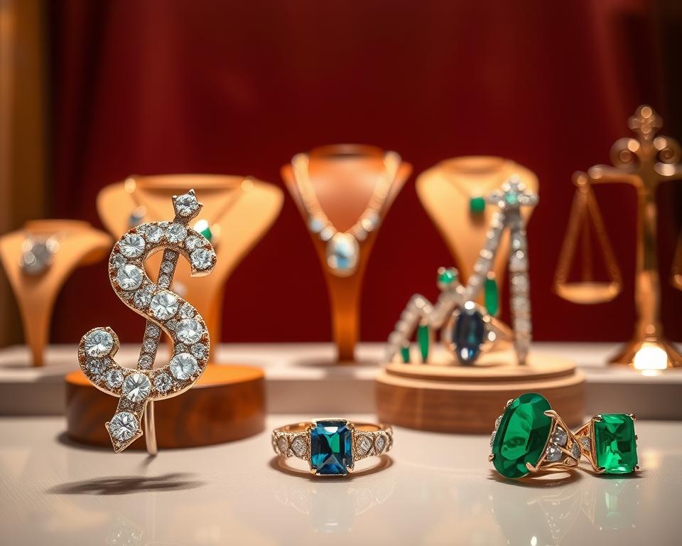Finanzielle Symbole im Edelsteinschmuck