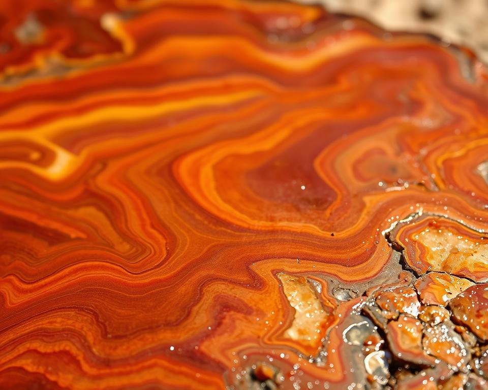 Farben und Struktur von versteinertem Holz