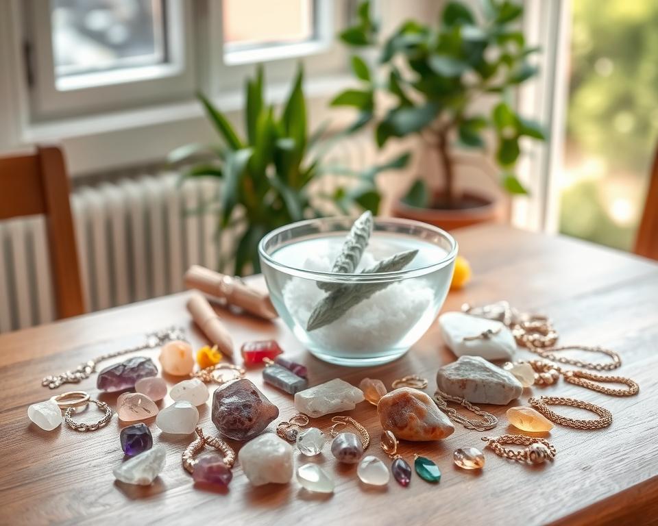 Heilsteinschmuck aufladen und reinigen