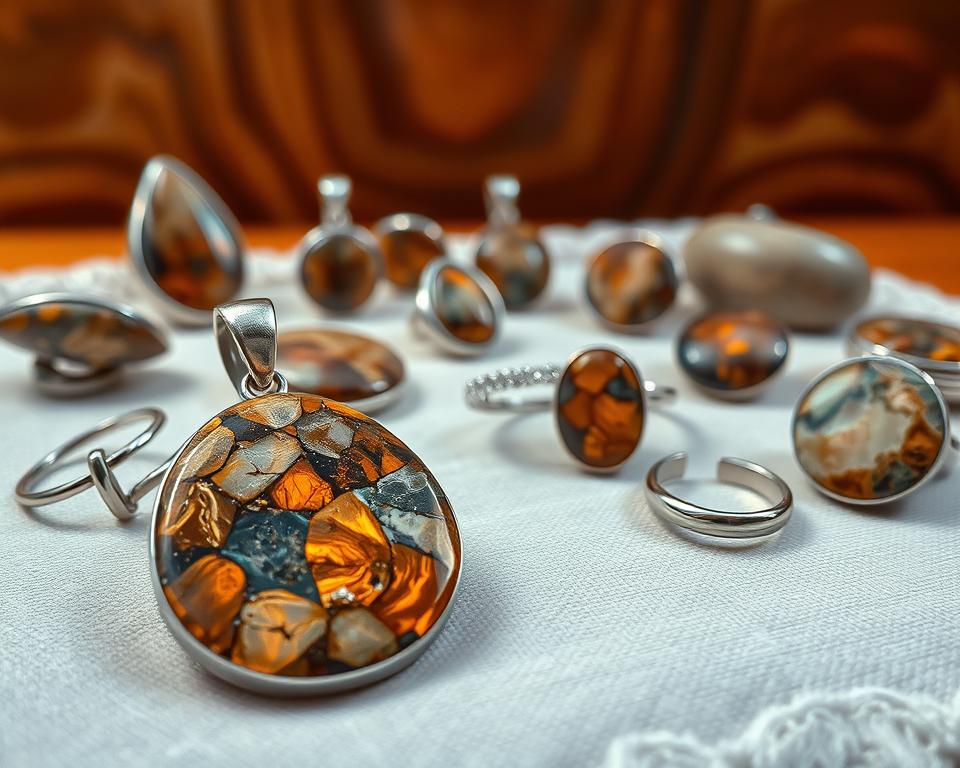 Verwendung von versteinertem Holz im Schmuck